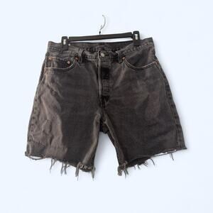 Black denim vintage levi's 501 90s mid thigh shorts